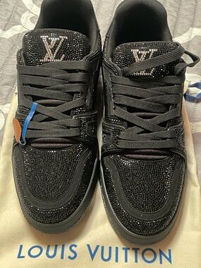 Louis Vuitton Black Crystal Logo Low-Top Sneakers